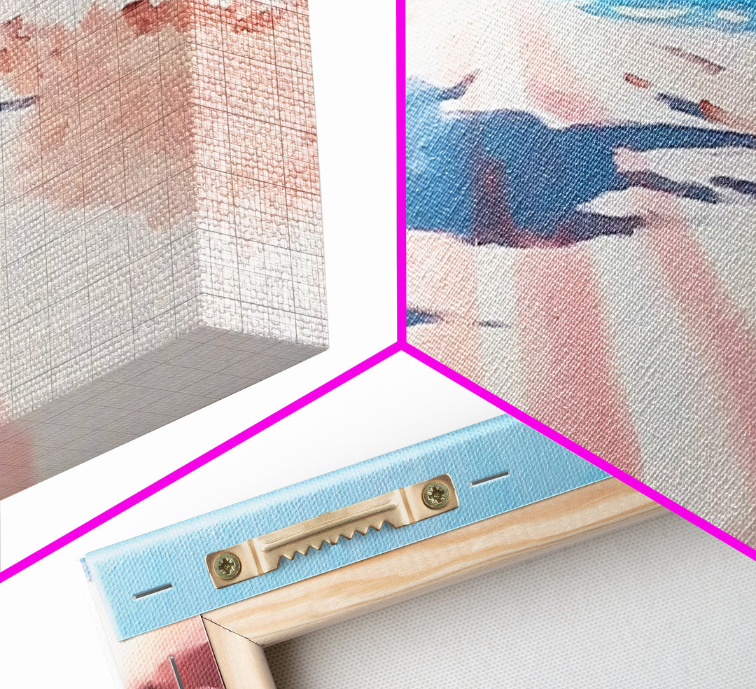 Coastal Path, Serene Seascape, Tropical Getaway, Warm Beach Scene, Canvas Print, Living Room Wall Art, Modern Coastal Decor