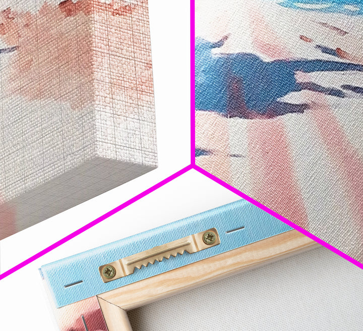 Coastal Path, Serene Seascape, Tropical Getaway, Warm Beach Scene, Canvas Print, Living Room Wall Art, Modern Coastal Decor