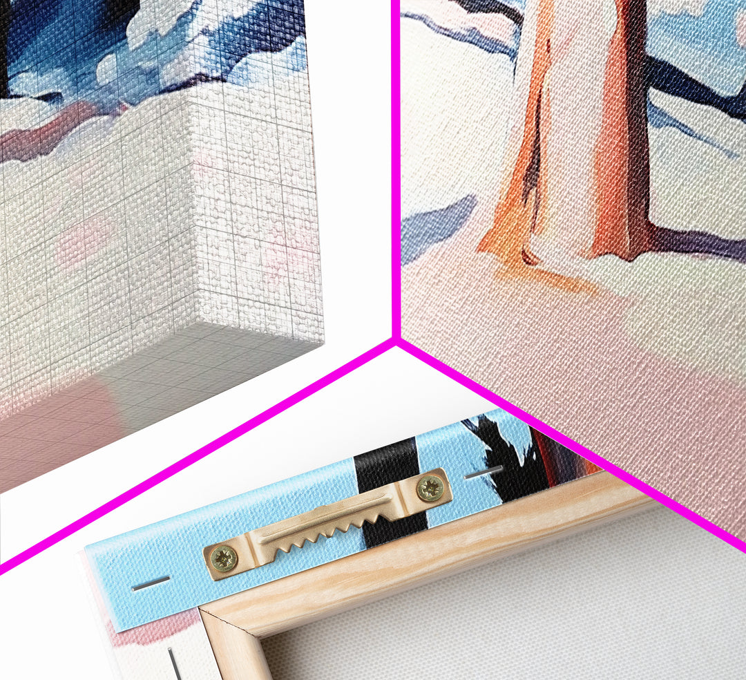 Coastal Trees, Beach Landscape, Ocean View, Framed Canvas Print, Modern Wall Art, Minimalist Decor, Living Room Art, Tropical Artwork