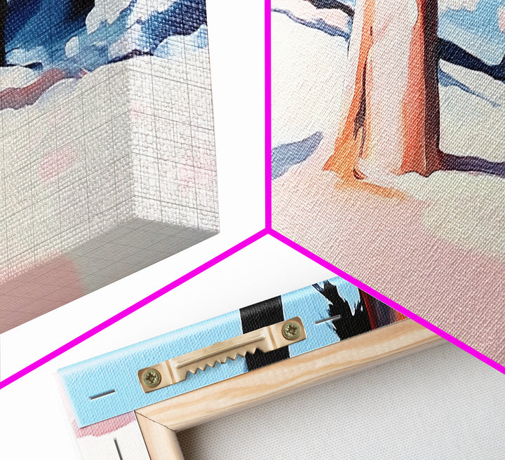 Coastal Trees, Beach Landscape, Ocean View, Framed Canvas Print, Modern Wall Art, Minimalist Decor, Living Room Art, Tropical Artwork