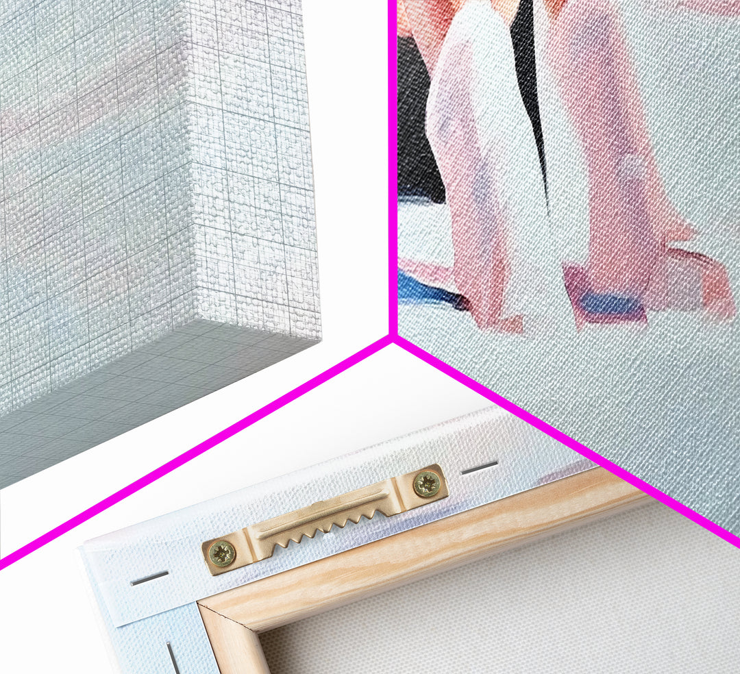 Cozy Winter, Snowy Landscape, Feminine Winter Decor, Soft Pastel Art, Scandinavian Minimalist, Bedroom Aesthetic, Canvas Print