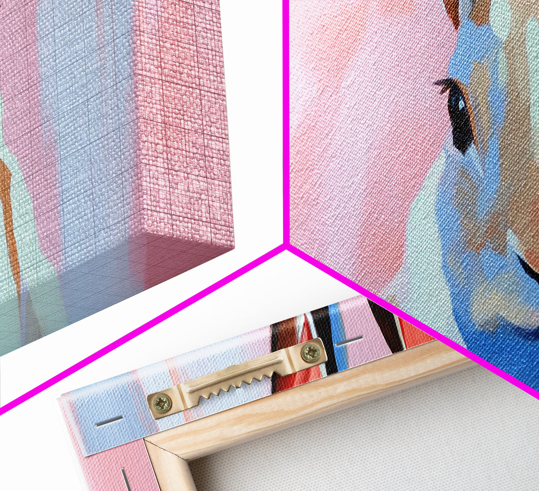 Bunny Portrait, Cute Animal Art, Soft Pastel Aesthetic, Whimsical Home Decor, Nursery Design, Easter Wall Decor, Framed Canvas Print