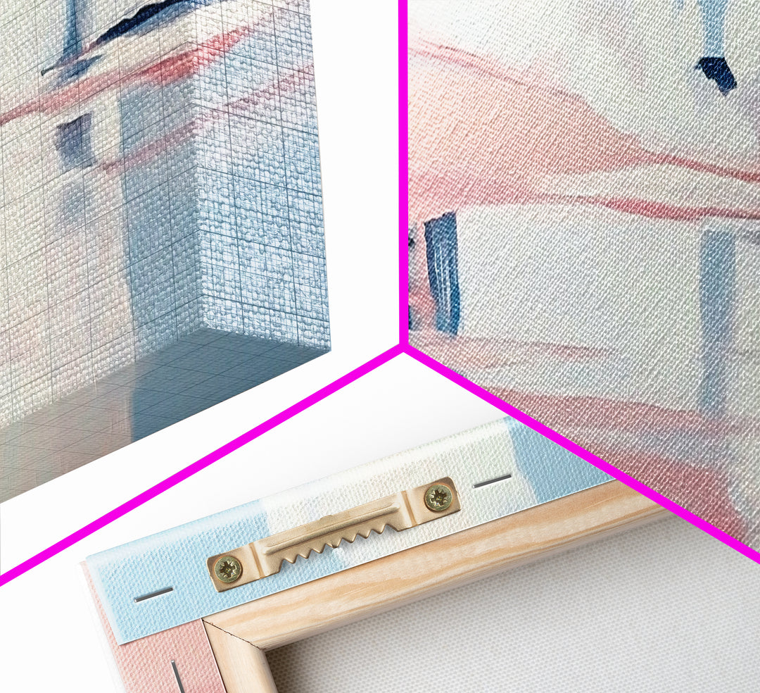 Crashing Waves, Pink and Blue, Coastal Art, Modern Wall Decor, Beach House Aesthetic, Minimalist Surf Art, Canvas Print, Serene Seascape