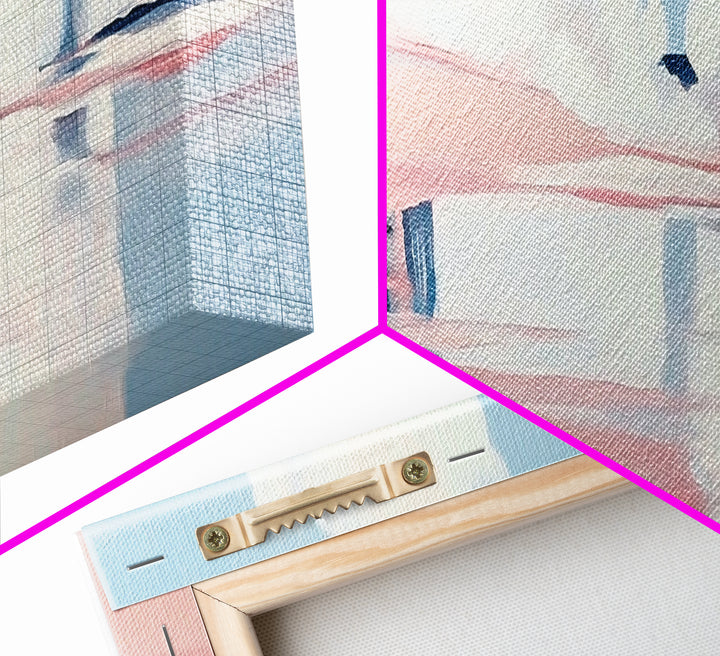 Crashing Waves, Pink and Blue, Coastal Art, Modern Wall Decor, Beach House Aesthetic, Minimalist Surf Art, Canvas Print, Serene Seascape