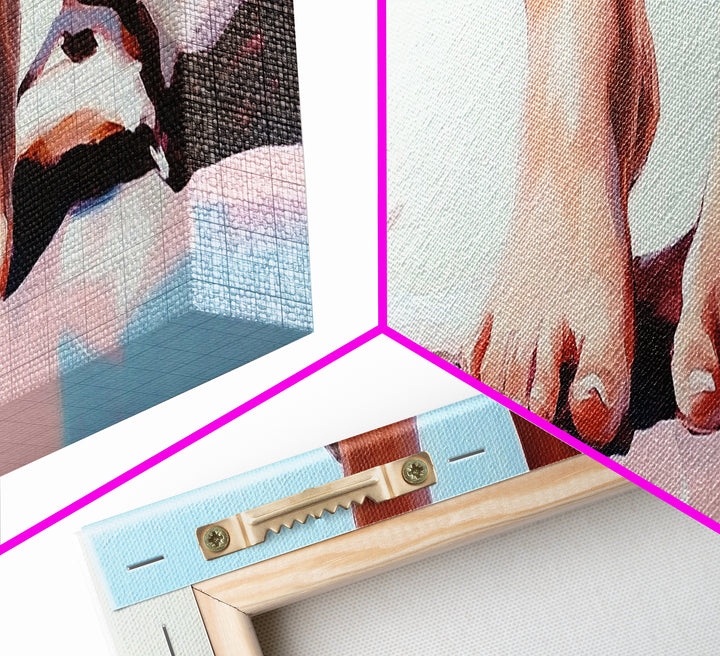 Barefoot Beach, coastal boho wall art, summer relaxation print, modern ocean decor, minimalist nature artwork, framed canvas print