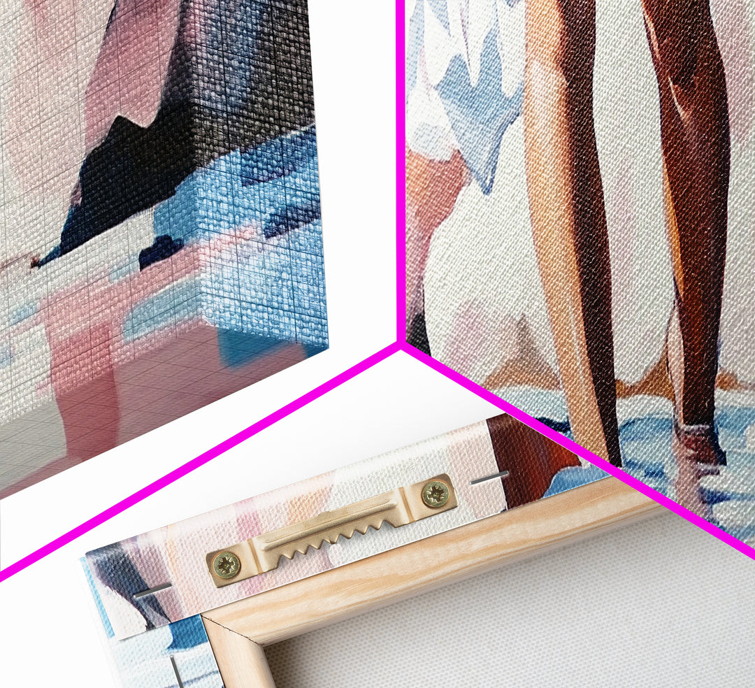 Beach Reflection, Coastal Art, Bedroom Wall Art, Framed Canvas Print, Soft Pastel Tones, Modern Painting, Boho Beach Aesthetic