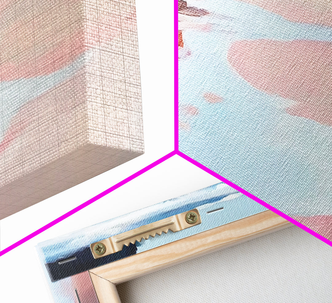 Hand Reflection, Abstract Art, Soft Blues, Pink Hues, Framed Canvas Print, Contemporary Wall Art, Bedroom Decor, Zen Aesthetic