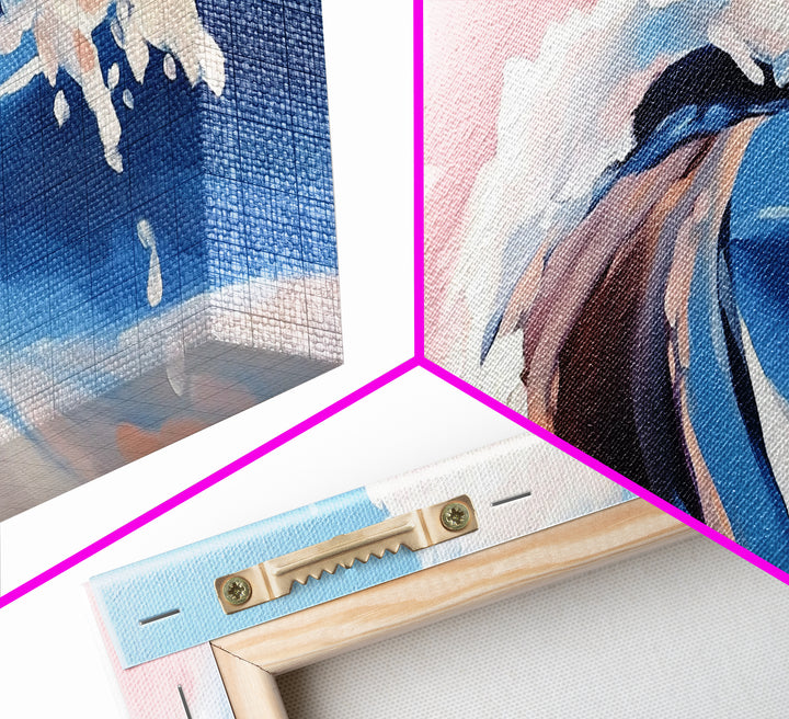 Calm Waters, Woman by Rocks, Relaxing Beach, Nature Inspired, Framed Canvas Print, Minimalist Wall Art, Bathroom Decor, Serenity