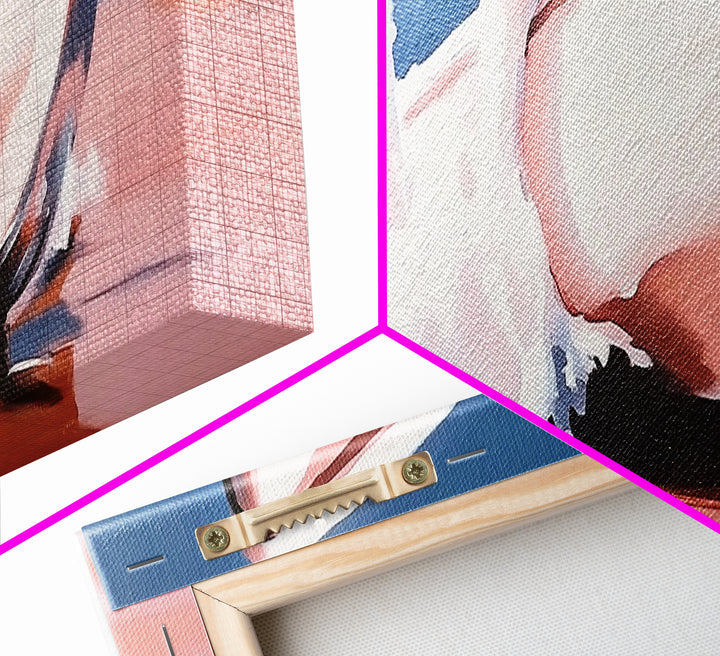 Boat Splash, Ocean Motion, Nautical Art, Framed Canvas Print, Coastal Wall Decor, Relaxing Beach Scene, Minimalist Seascape