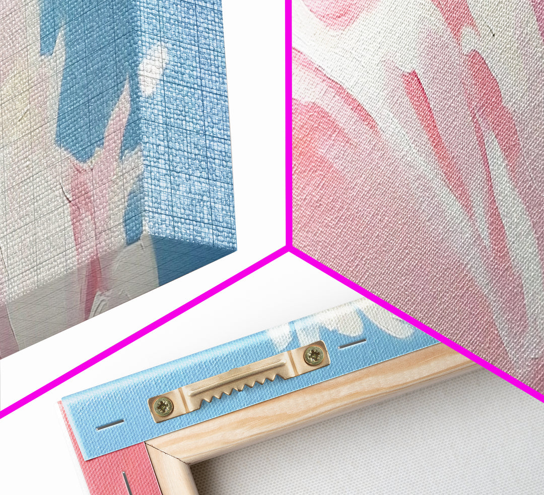 Abstract Floral Art, Soft Pink Flowers, Boho Home Decor, Minimalist Framed Canvas Print, Elegant Wall Art, Feminine Bedroom Painting