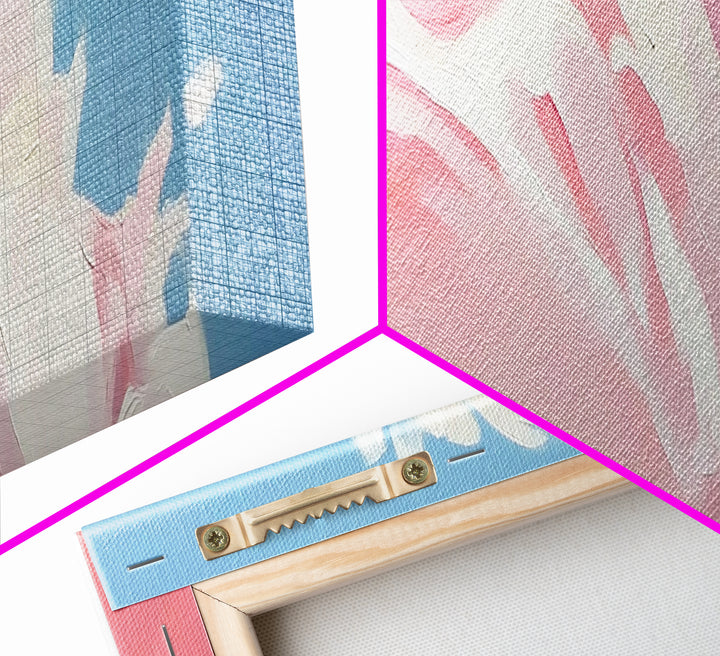 Abstract Floral Art, Soft Pink Flowers, Boho Home Decor, Minimalist Framed Canvas Print, Elegant Wall Art, Feminine Bedroom Painting