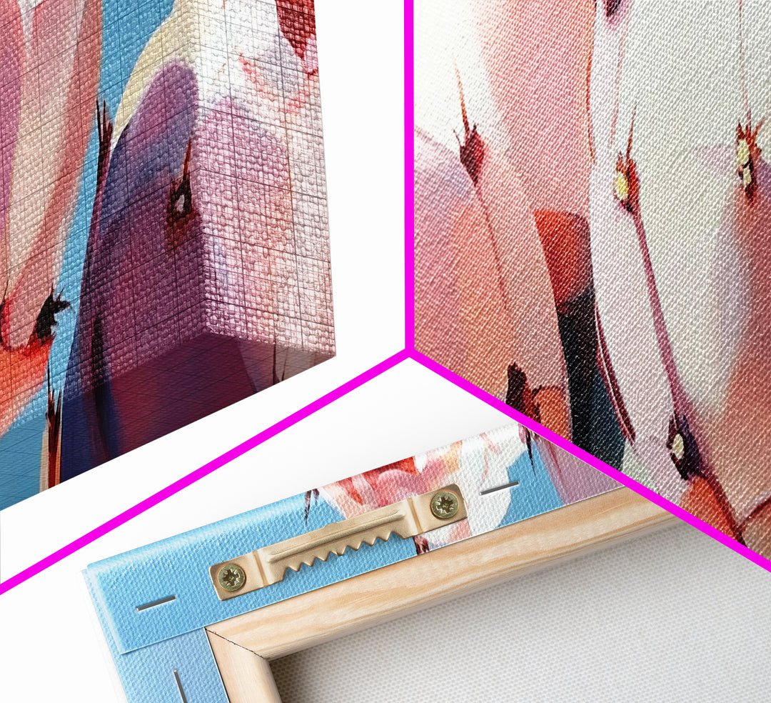 Cactus Flower Art, Desert Boho Decor, Minimalist Nature Painting, Southwest Framed Canvas Print, Rustic Wall Art, Earthy Home Aesthetic