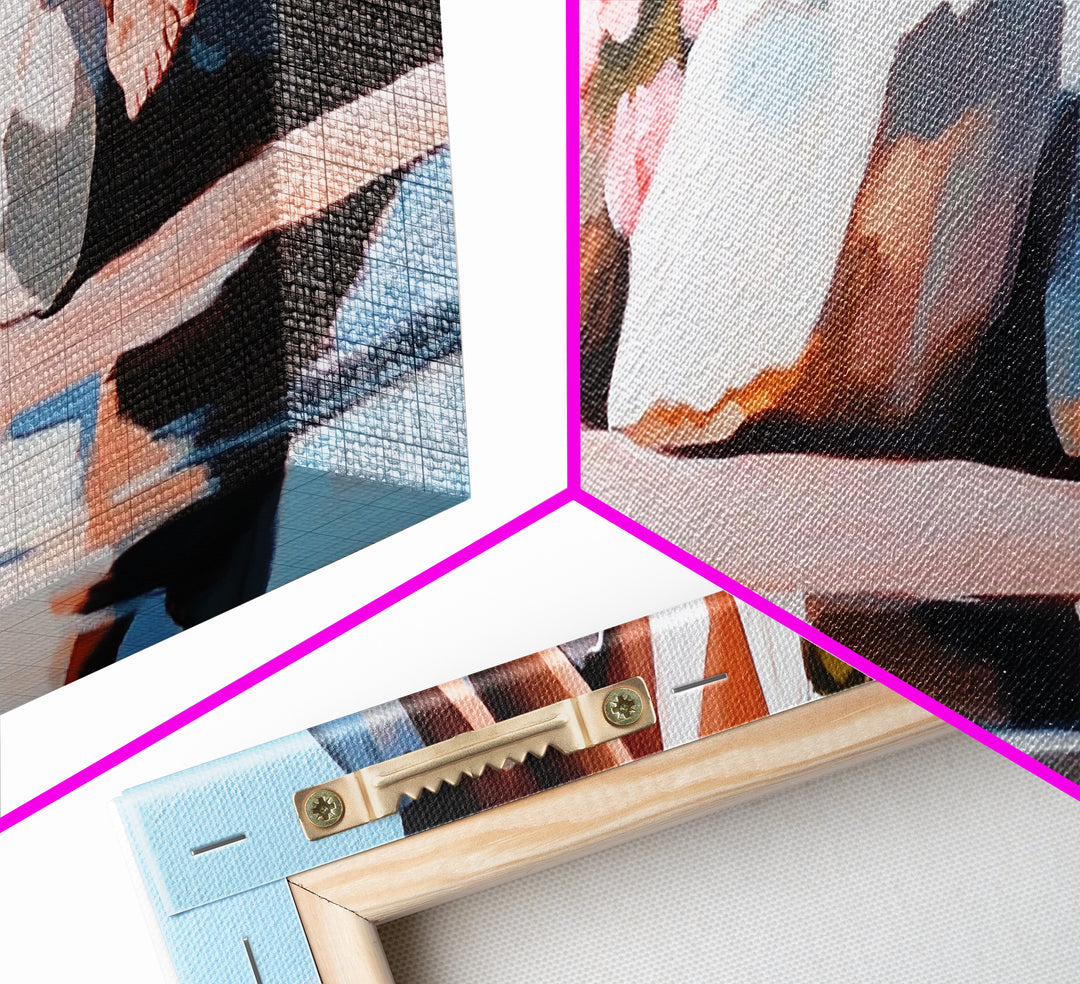 Beach Blossom Scene, Floral Coastal Art, Pastel Summer Vibes, Nature Wall Decor, Soft Aesthetic, Canvas Print, Bedroom Wall Art