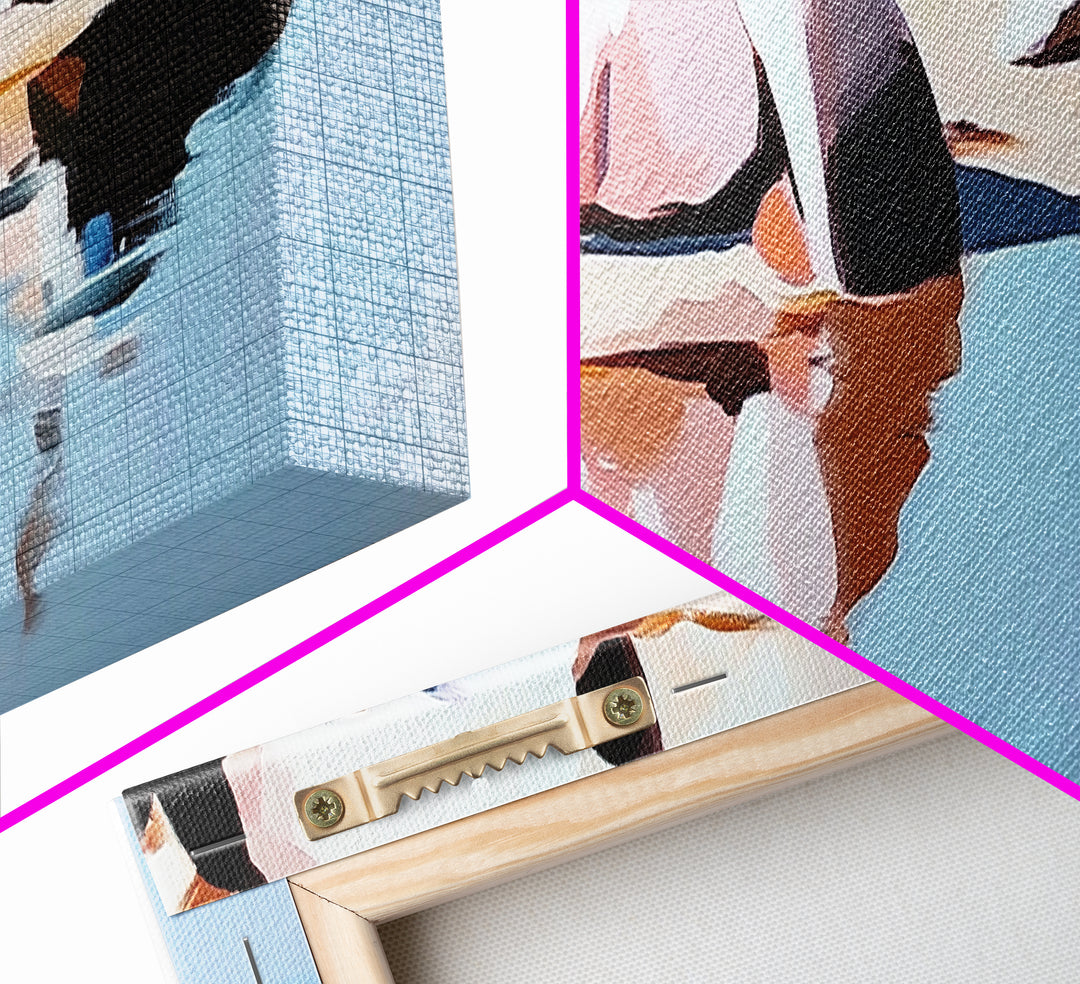 Coastal Rocks, Beach Reflection, Seascape Painting, Pastel Shoreline Art, Minimalist Nautical Decor, Living Room Art, Framed Canvas Print