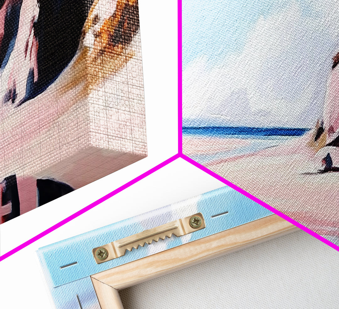 Coastal Landscape, Beach Wall Art, Ocean Painting, Pastel Seascape, Living Room Decor, Minimalist Art, Framed Canvas Print