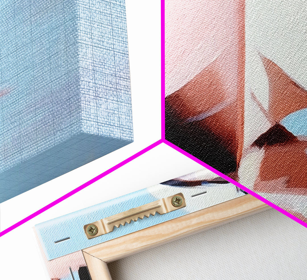 Docked Boat, Nautical Charm, Maritime Art, Framed Canvas Print, Coastal Living Room Decor, Beach House Wall Art, Ocean Painting