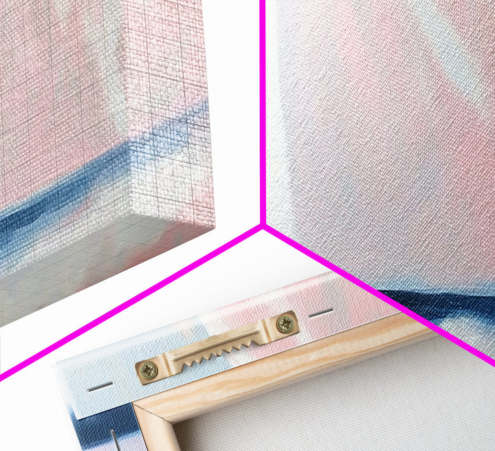 Beach Walk, Ocean Breeze, Pastel Sky, Dreamy Coastal Art, Soft Feminine Aesthetic, Framed Canvas Print, Bedroom Wall Art, Minimalist Decor