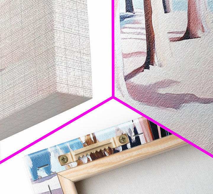 Beach Trees, Sunset Glow, Seaside Landscape, Coastal Art, Pastel Aesthetic, Framed Canvas Print, Living Room Art, Serene Escape