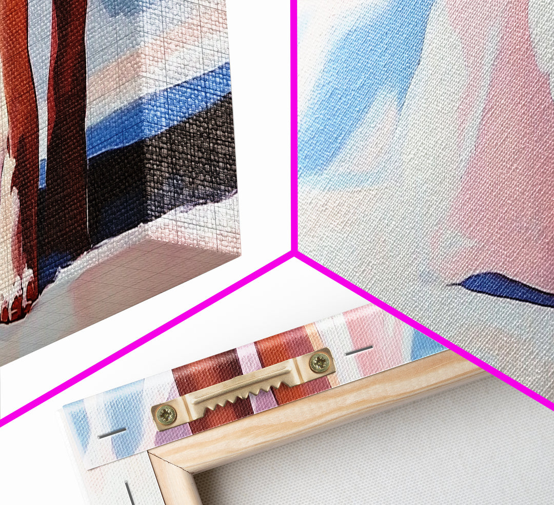 Barefoot Walk, Snowy Path, Winter Serenity, Canvas Print, Soft Pastel Art, Minimalist Aesthetic, Cozy Wall Art, Feminine Decor