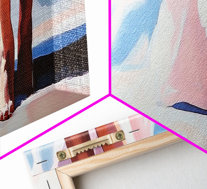 Barefoot Walk, Snowy Path, Winter Serenity, Canvas Print, Soft Pastel Art, Minimalist Aesthetic, Cozy Wall Art, Feminine Decor