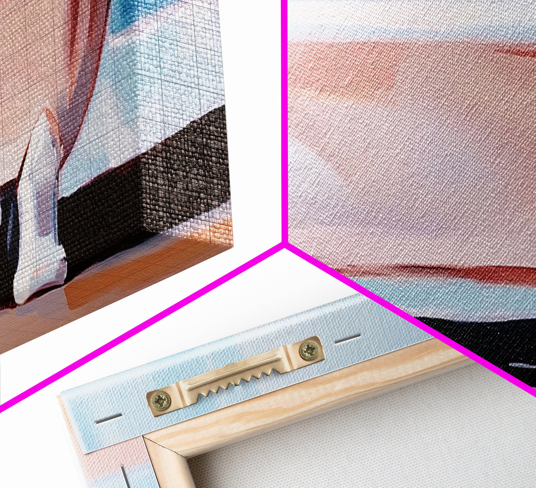 Clawfoot Tub, Coastal Art, Bathroom Wall Art, Modern Decor, Minimalist Painting, Ocean Art, Beach House, Framed Canvas Print