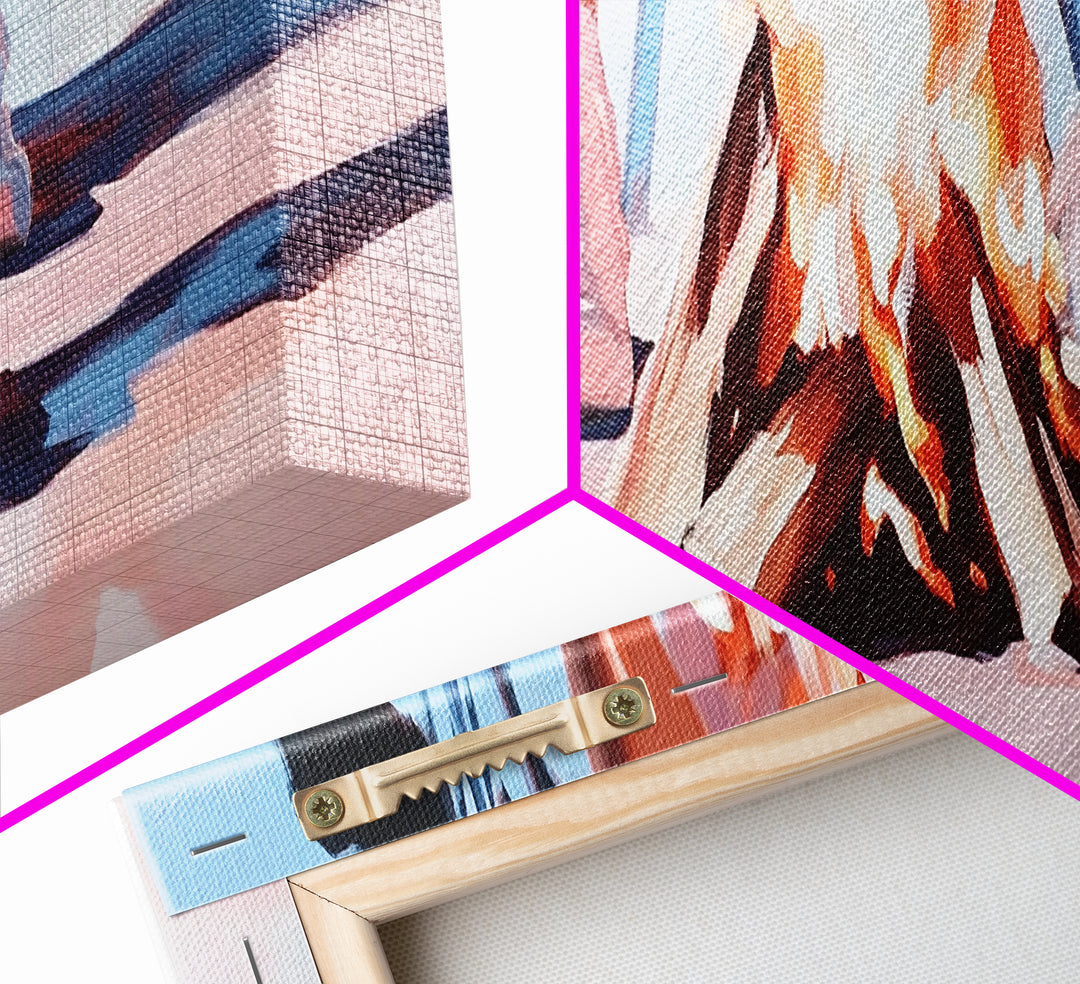 Campfire Scene, Autumn Night Art, Outdoor Adventure, Canvas Print, Rustic Home Decor, Cozy Warmth, Minimalist Fire Painting