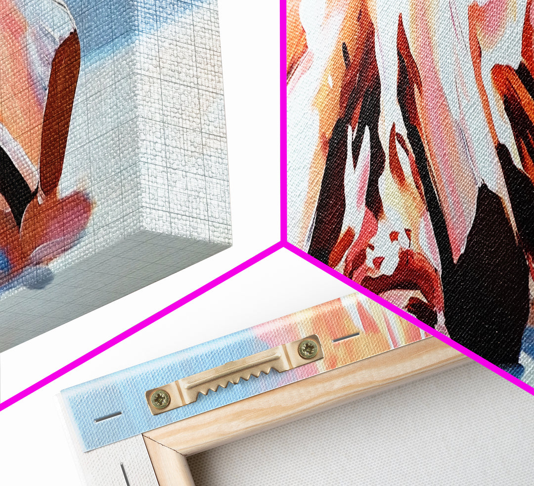 Burning Logs, Cozy Fireplace Art, Rustic Home Wall Decor, Framed Canvas Print, Warm Tones, Cabin Aesthetic, Relaxing Fire Art