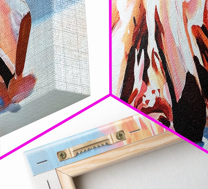 Burning Logs, Cozy Fireplace Art, Rustic Home Wall Decor, Framed Canvas Print, Warm Tones, Cabin Aesthetic, Relaxing Fire Art