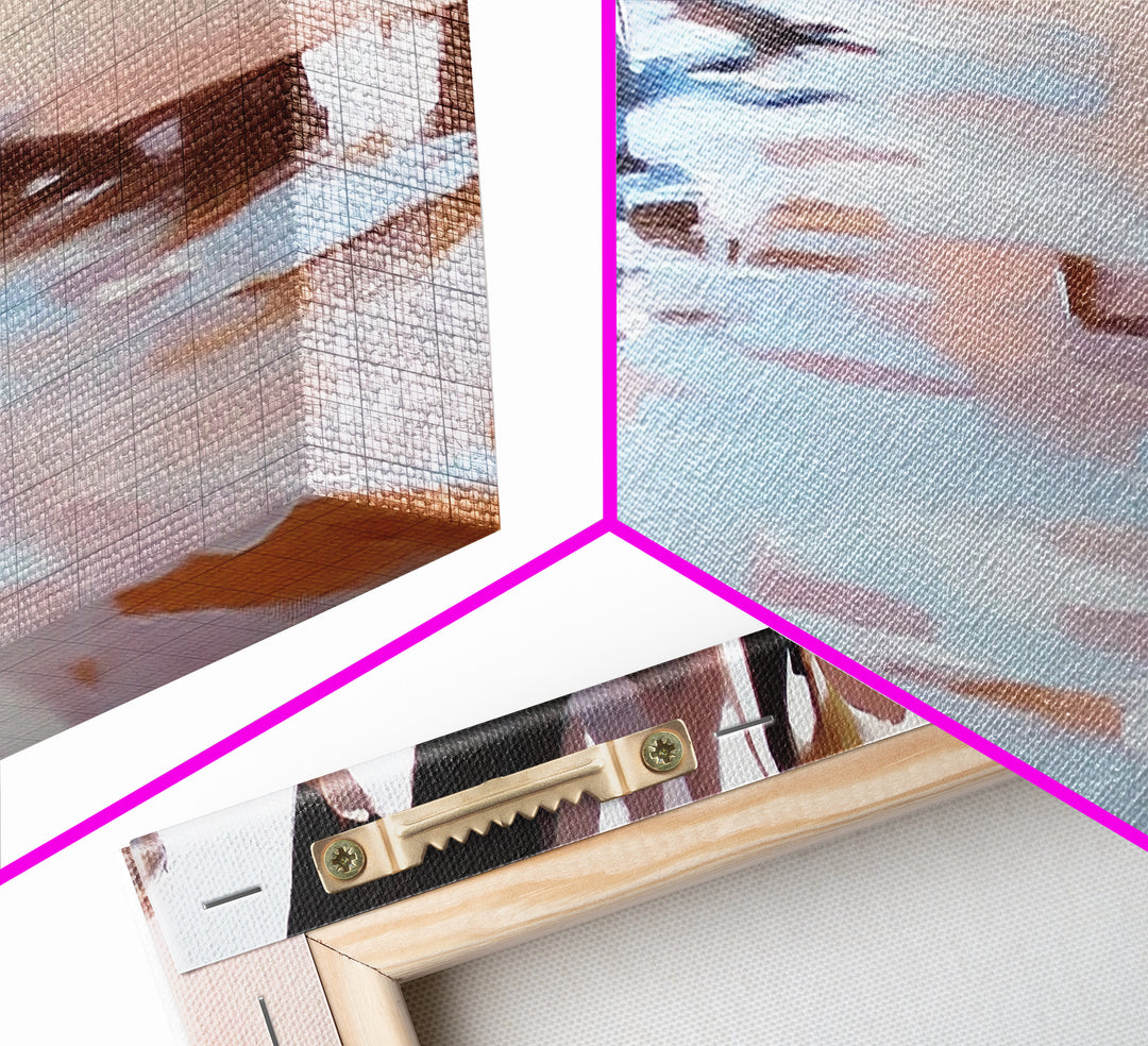 River Rocks, Water Reflection, Nature Landscape, Framed Canvas Print, Earthy Wall Art, Minimalist Zen Painting, Calming Home Decor