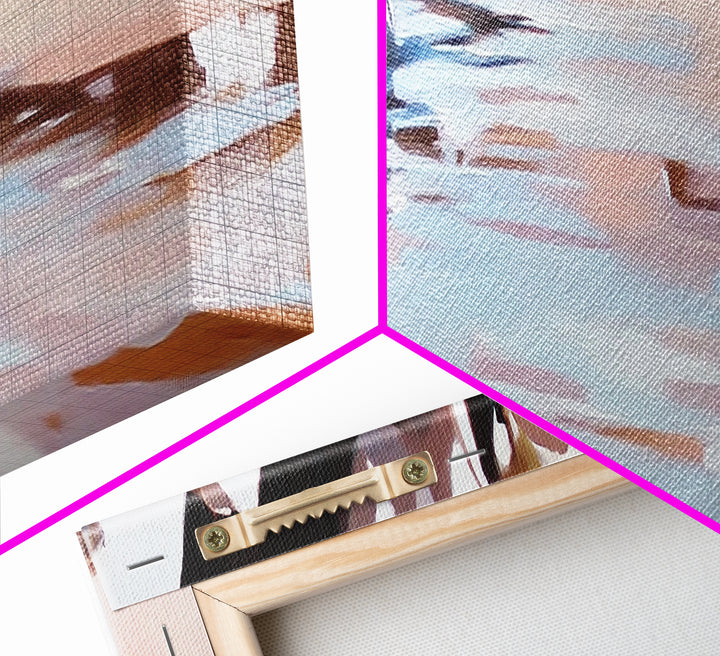 River Rocks, Water Reflection, Nature Landscape, Framed Canvas Print, Earthy Wall Art, Minimalist Zen Painting, Calming Home Decor