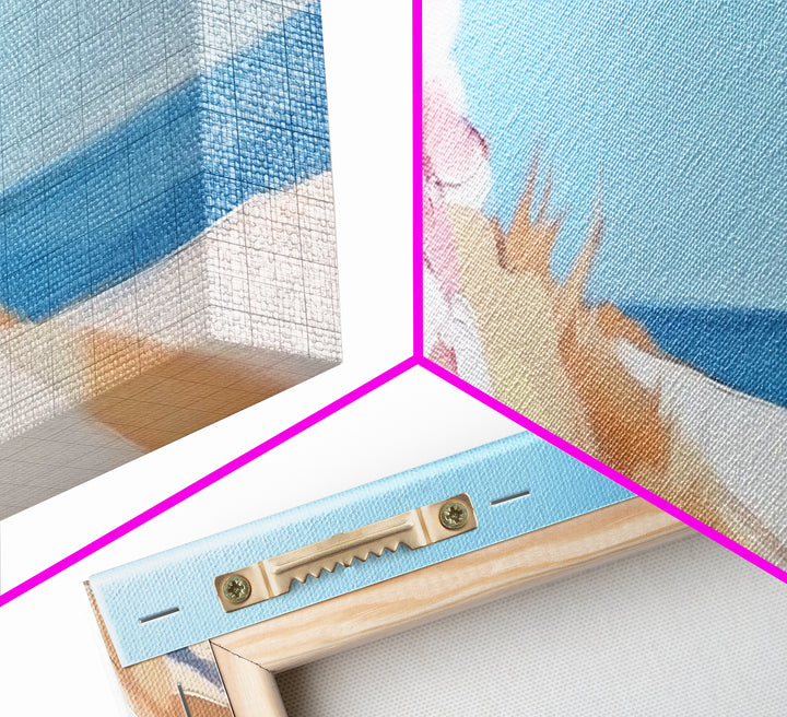 Beach Flowers, Coastal Blossoms, Summer Landscape, Framed Canvas Print, Boho Wall Art, Seaside Painting, Nature Home Decor