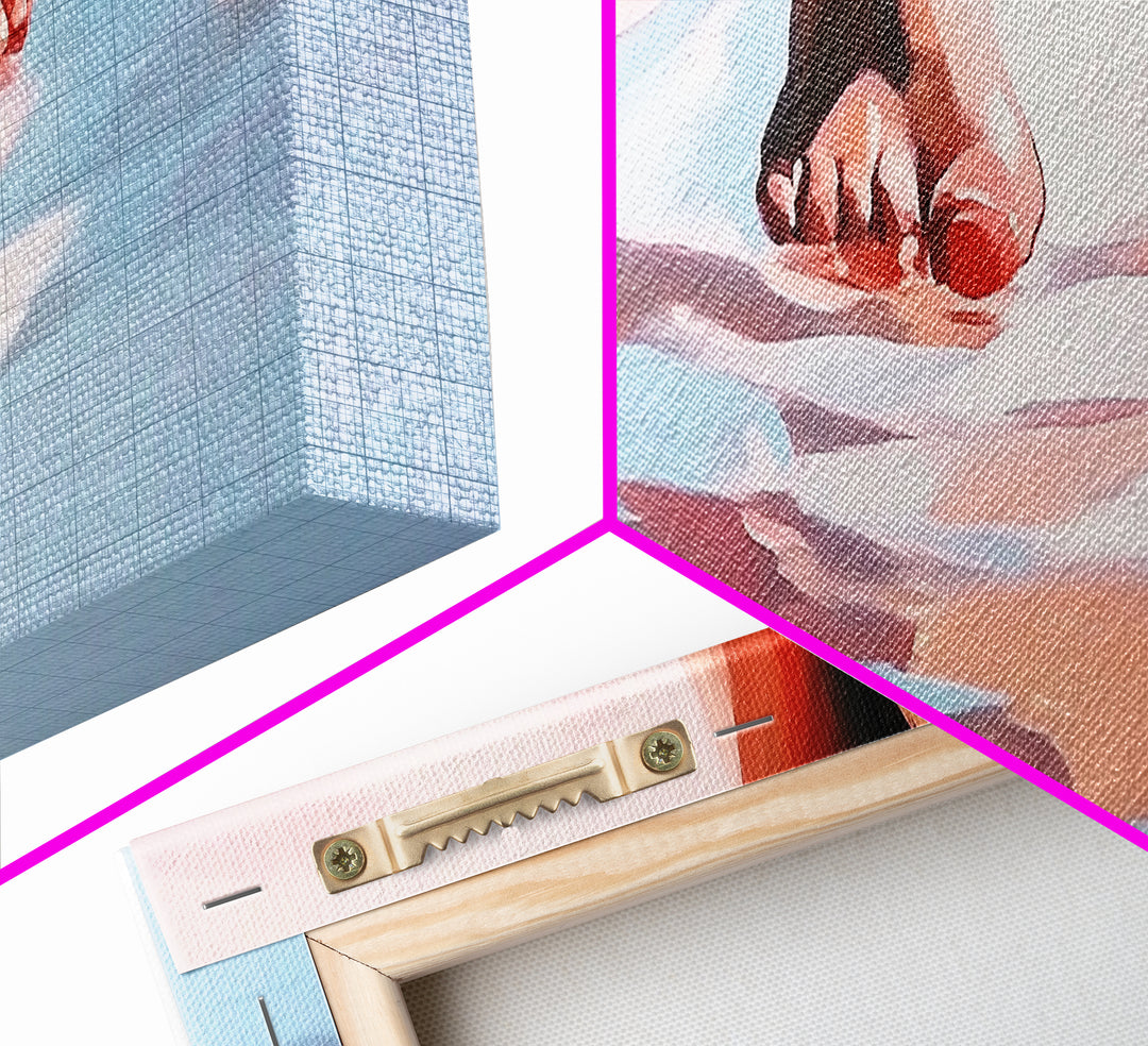 Barefoot Reflection, Beach Wall Art, Ocean Painting, Minimalist Coastal Decor, Modern Seascape, Framed Canvas Print, Boho Home Aesthetic