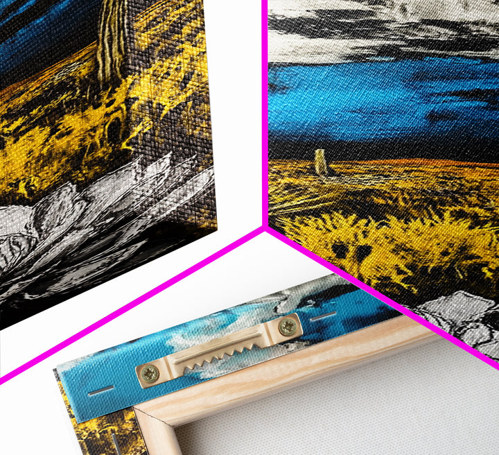 Desert Bloom, Cactus Flower Art, Southwest Landscape, Canvas Print, Bold Nature Decor, Modern Wall Art, Living Room Artwork