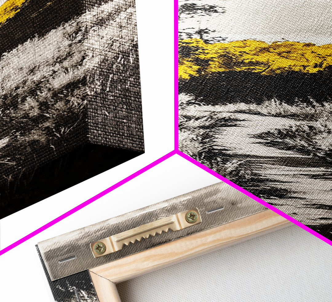 Autumn Trail, Golden Trees, Rustic Nature, Framed Canvas Print, Fall Wall Art, Country Home Decor, Warm Landscape Painting, Bedroom Art