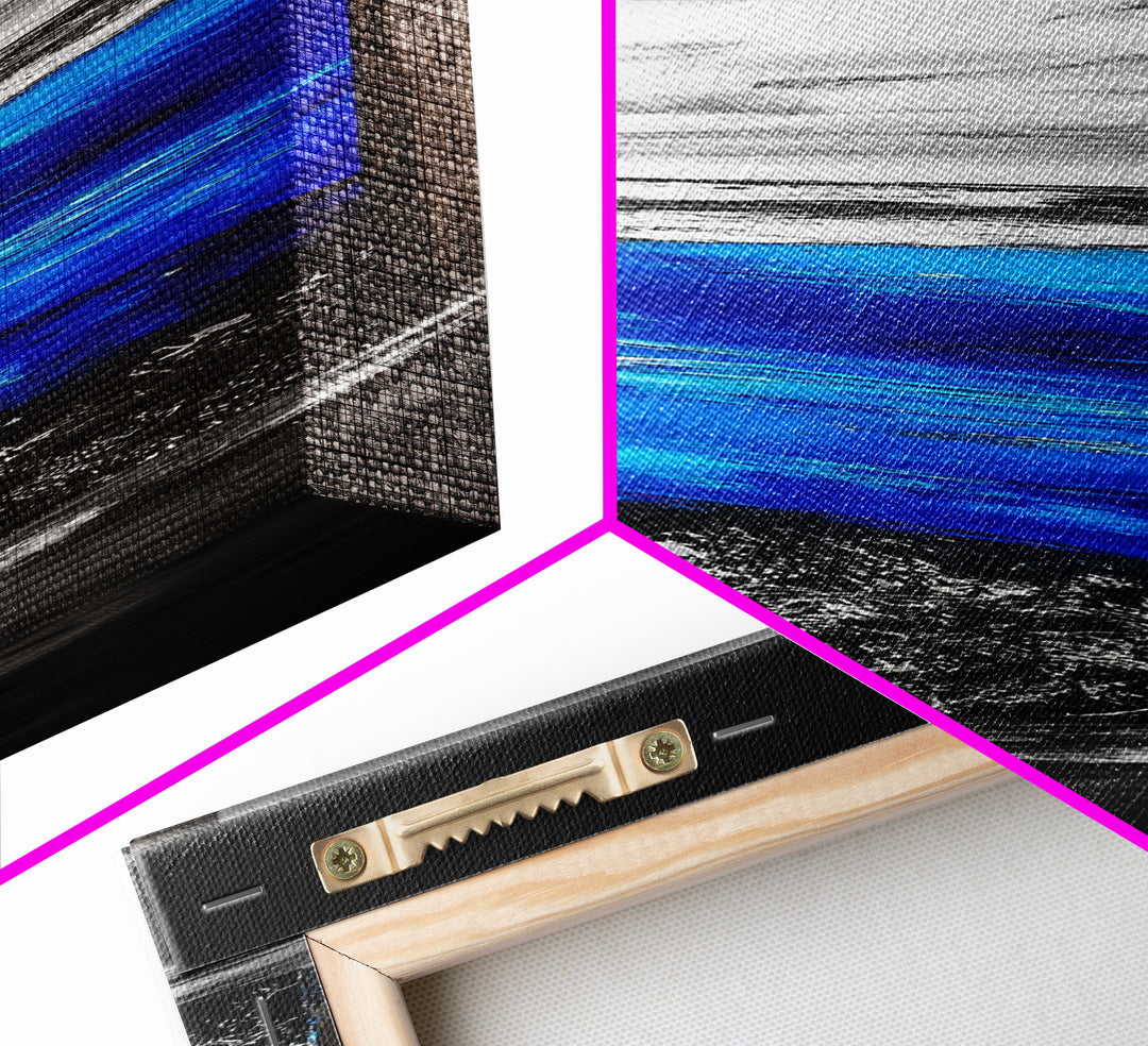 Ocean View, Blue Wave Art, Coastal Decor, Nautical Wall Art, Modern Abstract, Beach House Decor, Framed Canvas Print