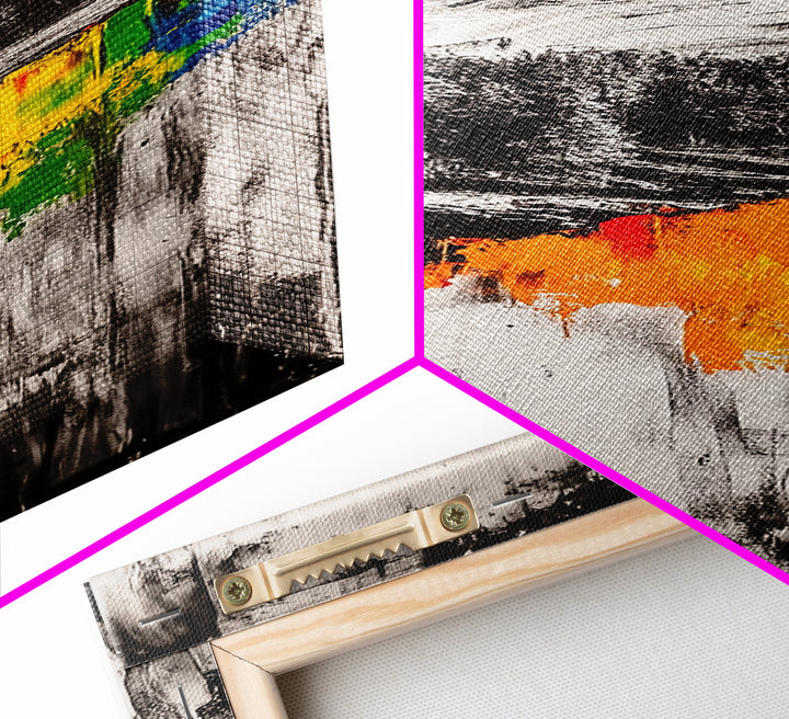 Autumn Hills, Colorful Fall Landscape, Rustic Cabin Art, Modern Impressionist, Vibrant Nature Scene, Canvas Print