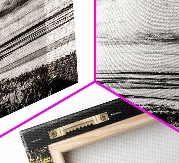 Coastal Serenity, Black White Landscape, Ocean Horizon Art, Minimalist Beach Scene, Modern Home Decor, Framed Canvas Print