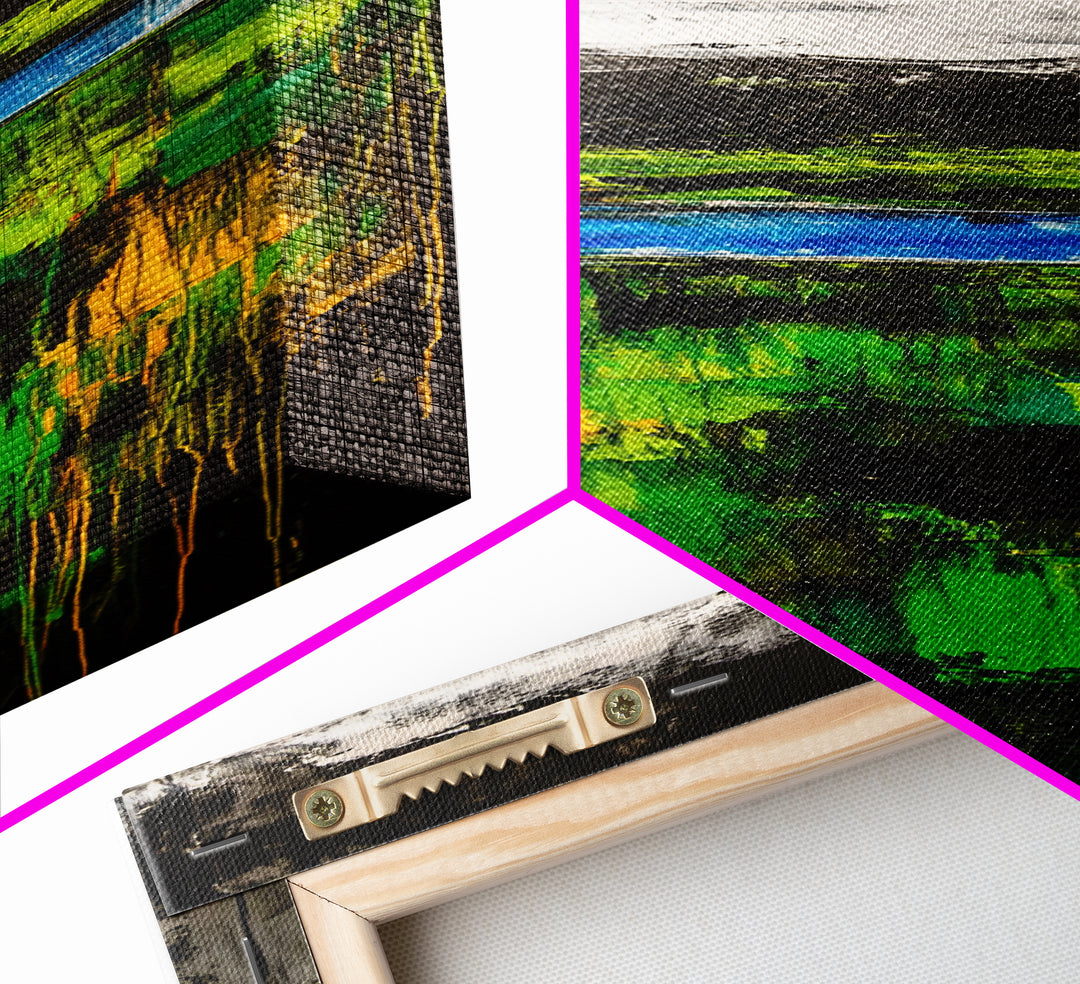 Abstract Landscape, Green Blue Art, Modern Wall Art, Framed Canvas Print, Office Decor, Large Artwork, Living Room Art, Minimalist Art