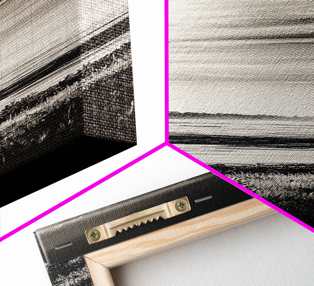 Black White, Seascape Art, Coastal Print, Framed Canvas Print, Monochrome Wall Art, Beach House Decor, Large Art, Living Room Artwork