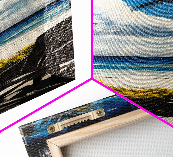 Beach Retreat, Palm Shade, Tranquil Escape, Canvas Print, Coastal Home Decor, Ocean Breeze, Relaxing Seaside, Living Room Wall Art