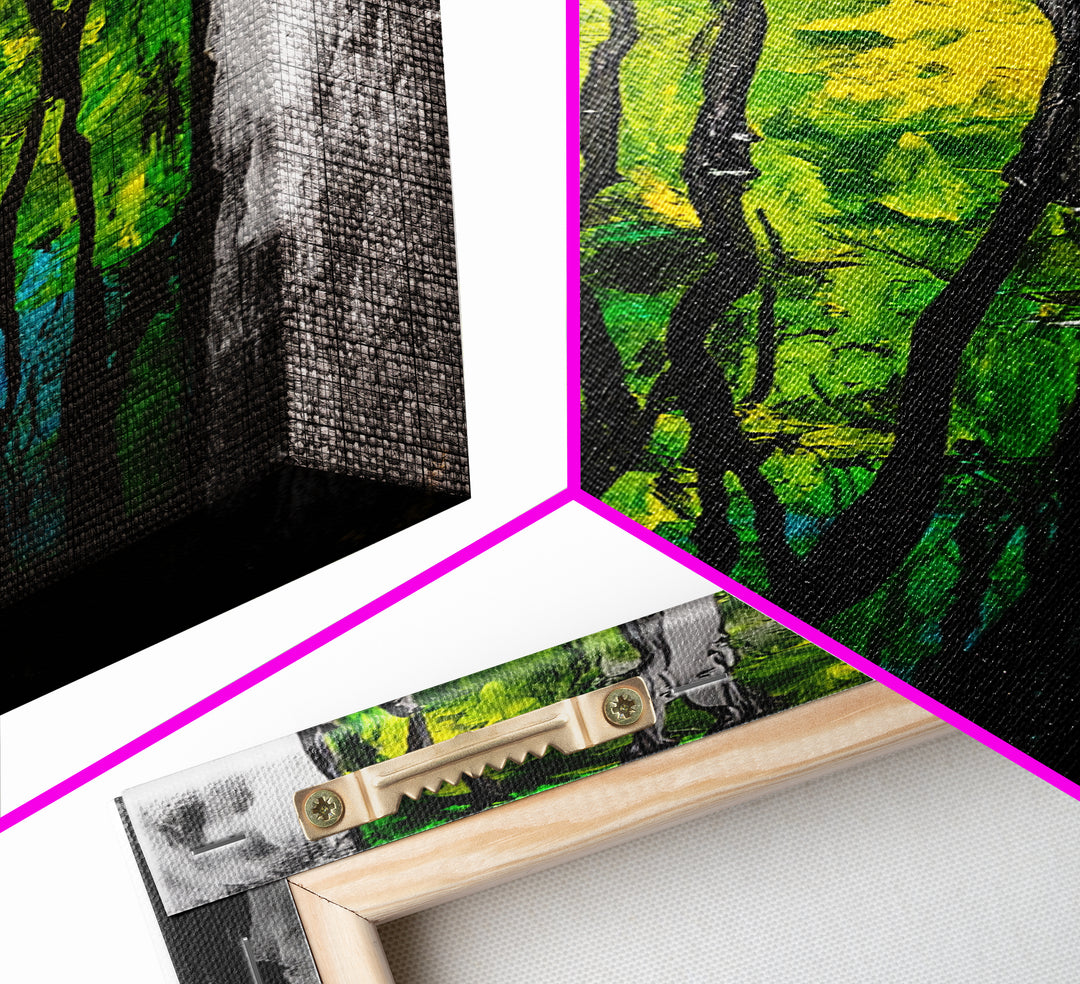 Abstract Forest, Green Nature, Textured Painting, Boho Wall Art, Canvas Print, Modern Home Decor, Living Room Art, Earthy Tones