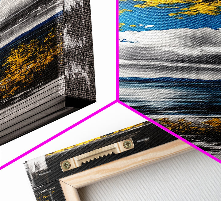 Autumn Lake View, Cabin Wall Art, Rustic Nature Print, Fall Landscape, Framed Canvas Print, Lodge Decor, Warm Tones, Cozy Wall Art