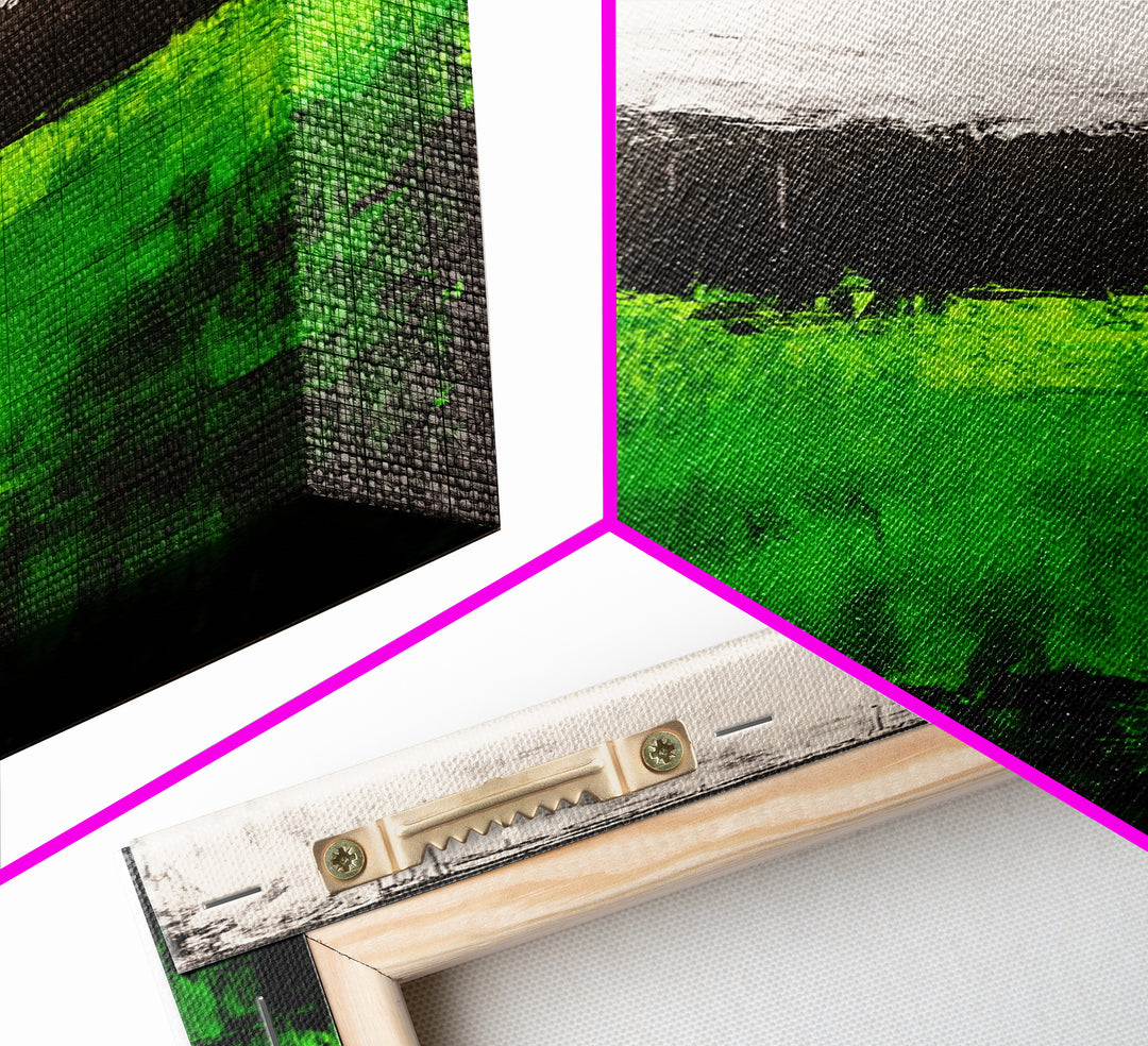 Abstract Green Field, Minimalist Landscape Painting, Modern Nature Art, Canvas Print, Vibrant Green Wall Decor, Contemporary Home Art