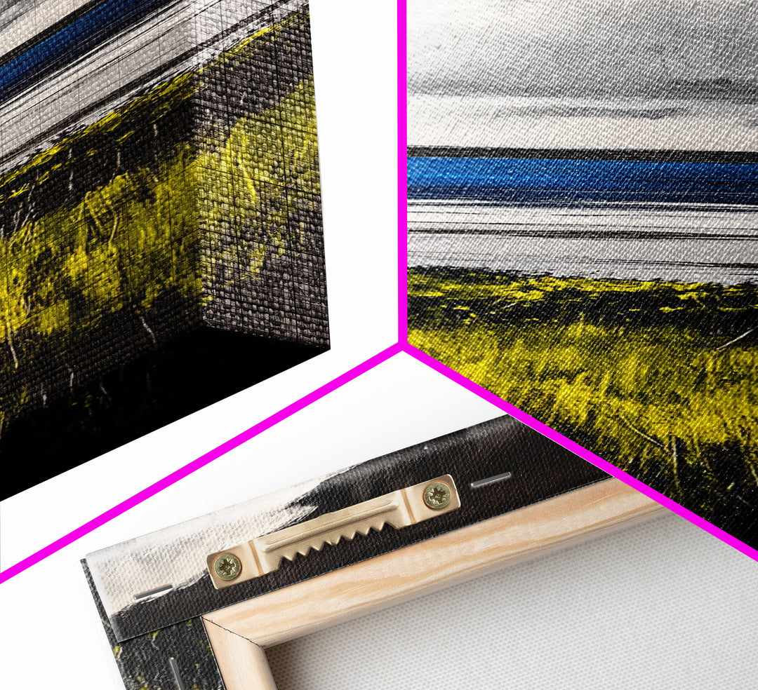 Coastal Field, Dramatic Clouds, Moody Landscape Art, Nature Inspired Decor, Framed Canvas Print, Entryway Wall Art, Modern Farmhouse Art