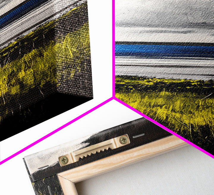 Coastal Field, Dramatic Clouds, Moody Landscape Art, Nature Inspired Decor, Framed Canvas Print, Entryway Wall Art, Modern Farmhouse Art