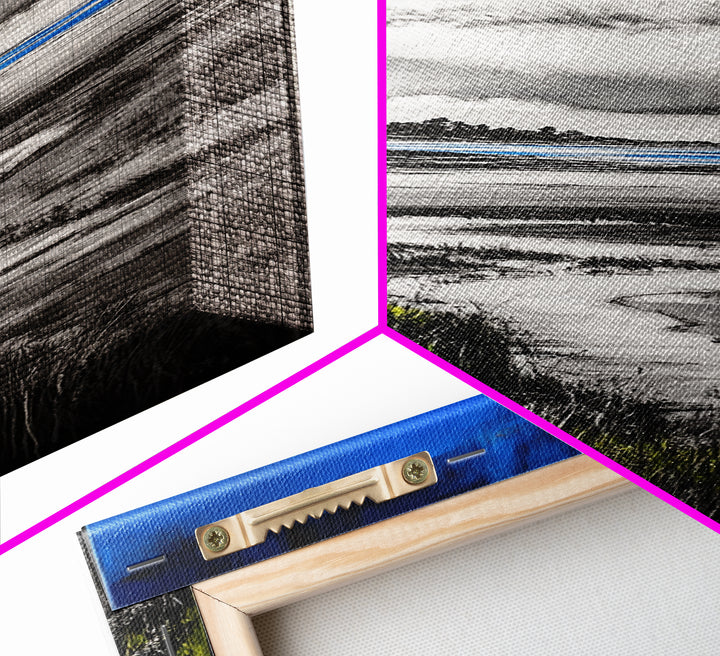 Coastal Marsh, Blue Sky, Canvas Print, Beach House Art, Minimalist Seascape, Ocean Decor, Nature Inspired Artwork, Living Room Art