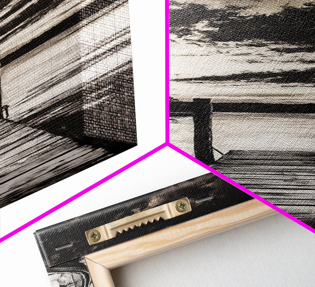 Black and White Seascape, Ocean Wave Painting, Minimalist Coastal Wall Decor, Beach House Artwork, Living Room Art, Framed Canvas Print