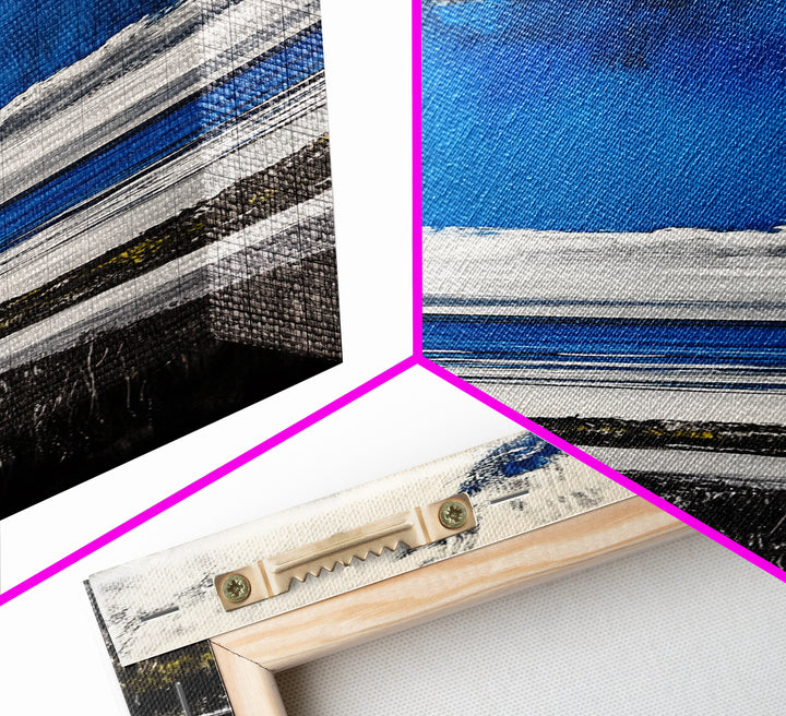 Coastal Path Painting, Modern Beach Landscape, Blue Sky and Ocean Art, Contemporary Home Decor, Living Room Wall Art, Canvas Print