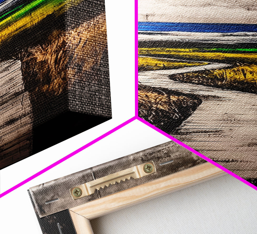 Boardwalk, Beach Path Art, Coastal Living Room Decor, Ocean Horizon Print, Tranquil Landscape, Relaxing Home Aesthetic, Framed Canvas Print