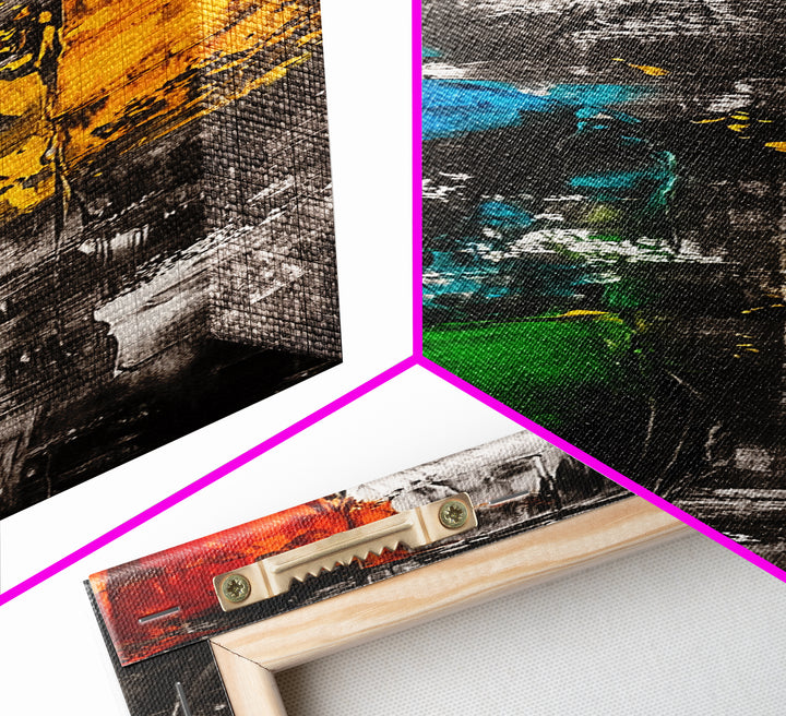 Color Block, Abstract Expressionist Art, Geometric Painting, Bold Textured Canvas, Vibrant Aesthetic, Statement Piece, Framed Canvas Print